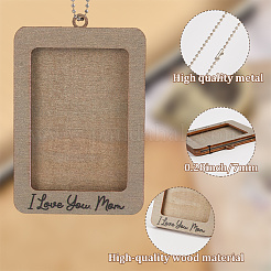 Rectangle with Word I Love You Mom Wood Hanging Photo Frame&nbsp;HJEW-SP0001-19B
