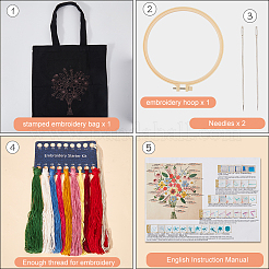 1 Set DIY Tote Bag Embroidery Kit&nbsp;DIY-CP0011-21A