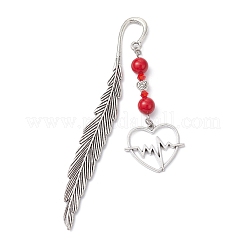 Valentine's Day Alloy Heart Pendant Bookmarks&nbsp;AJEW-JK00270