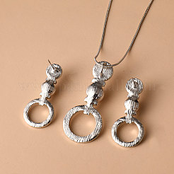 Ring Alloy Crystal Rhinestone & Plastic Imitation Pearl Pendant Necklaces & Stud Earrings Sets&nbsp;FS-WG38D5D-01