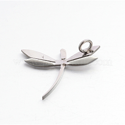 304 Stainless Steel Rhinestone 3D Dragonfly Mini Pendants&nbsp;STAS-E090-77P
