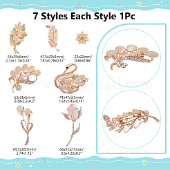 7Pcs 7 Styles Alloy Crystal Rhinestone Brooches for Women&nbsp;JEWB-WR0001-11