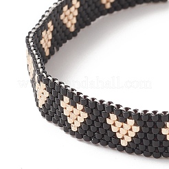 Handmade Japanese Seed Heart Braided Bead Bracelets&nbsp;BJEW-MZ00015