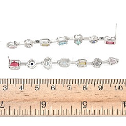 Rectangle with Teardrop Brass Micro Pave Cubic Zirconia Dangle Stud Earrings&nbsp;EJEW-G452-10P