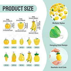 30Pcs 10 Styles Fruit/Vegatable Theme Opaque Resin Pendants&nbsp;AJEW-TA0005-77