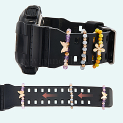 6Pcs 2 Styles Alloy & Glass Beaded Decorative Rings for Smartwatch Band&nbsp;AJEW-CP0009-95