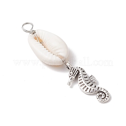 8Pcs 8 Styles Natural Cowrie Shell & Alloy Sea Animals Pendants&nbsp;PALLOY-JF03750