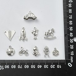 100Pcs 10 Styles Bicycle & Square & Balloon & Robot Tibetan Style Zinc Alloy Charms&nbsp;TIBEP-CJ0002-88