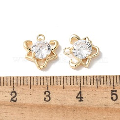 Brass Micro Pave Clear Cubic Zirconia Pendants&nbsp;KK-Q031-15G