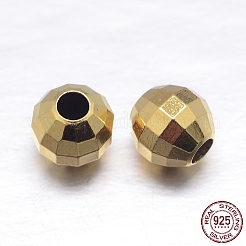 Faceted Round 925 Sterling Silver Spacer Beads&nbsp;STER-M103-03-5mm-G