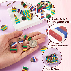 24Pcs 12 Styles Epoxy Resin & Walnut Wood Pendants&nbsp;RESI-TA0003-86