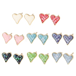 Brass Enamel Heart Stud Earrings&nbsp;EJEW-I322-08G