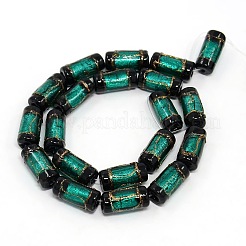 Handmade Gold Sand Lampwork Column Beads Strands&nbsp;LAMP-L031-07