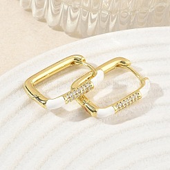 Brass Micro Pave Cubic Zirconia Hoop Earrings&nbsp;KK-CBA98BA-01G-D