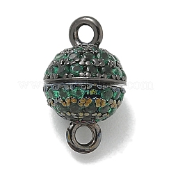 Rack Plating Round Brass Micro Pave Cubic Zirconia Magnetic Clasps&nbsp;KK-L224-070B