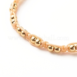 Round Brass Braided Bead Bracelet&nbsp;BJEW-JB07855