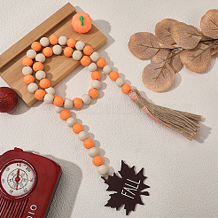 Round Wooden Beaded Autumn Decoration&nbsp;AJEW-WH20019-60