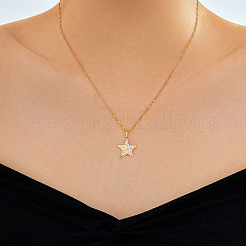 Elegant and Stylish Brass Sparkling Clear Cubic Zirconia Star Pendant Necklaces for Women&nbsp;BI4954-1
