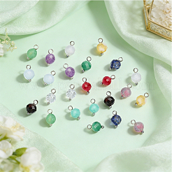 24Pcs Natural Gemstone Birthstone Pendants&nbsp;PALLOY-SW00119