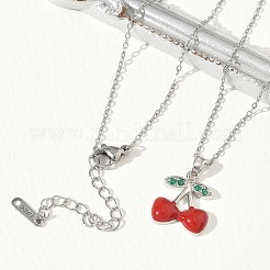 Brass & Cubic Zirconia Enamel Pendant Necklaces&nbsp;SA-CBA7E55-02P