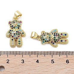 Rack Plating Bear Brass Micro Pave Cubic Zirconia Pendants&nbsp;KK-E102-06G-01