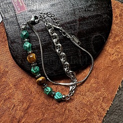201 Stainless Steel Cable Chain & Snake Chain Double Layers Bracelets&nbsp;FS-WG81892-01