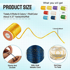 8 Rolls 8 Colors Polyester Cord&nbsp;OCOR-TA0003-50