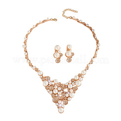 Alloy Imitation Pearl Stud Earrings & Necklaces Sets&nbsp;WG10D8D-01