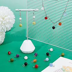 70Pcs 7 Styles Chakra Natural Black Onyx & Carnelian & Amethyst & White Jade & Dyed Malaysia & Dyed Quartz & Taiwan Jade Pendants&nbsp;PALLOY-DC00032
