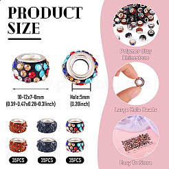 105Pcs 3 Colors Polymer Clay Rhinestone European Beads&nbsp;CPDL-TA0001-02