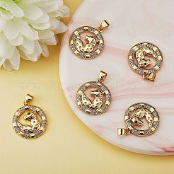 5Pcs Brass Micro Pave Clear Cubic Zirconia Pendants&nbsp;KK-SZ0005-50