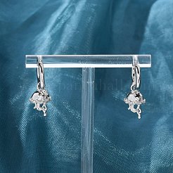 Brass Clear Cubic Zirconia Hoop Earrings&nbsp;EJEW-Q014-04P