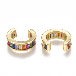 Brass Micro Pave Cubic Zirconia(Random Mixed Color) Cuff Earrings&nbsp;EJEW-S201-57