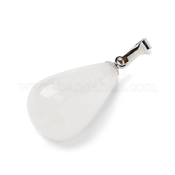 Teardrop Platinum Tone Brass Quartz Crystal Pendants&nbsp;G-F267-04I