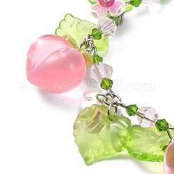 Glass & Resin & Acrylic Flower Charm Bracelet&nbsp;BJEW-JB09435-01