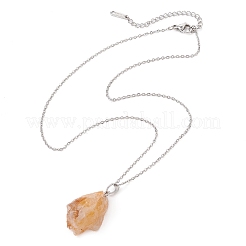 Natural Yellow Quartz Nugget Pendant Necklaces&nbsp;NJEW-JN04507-04