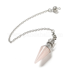 Natural Rose Quartz Pointed Dowsing Pendulums&nbsp;AJEW-P113-01P-03