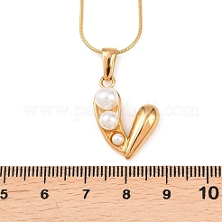 304 Stainless Steel with Acrylic Imitation Pearl Pendant Necklaces&nbsp;NJEW-H088-05C-G