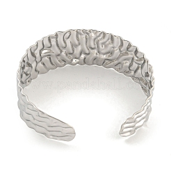 Non-Tarnish Textured 304 Stainless Steel Cuff Bangles for Women&nbsp;BJEW-P331-01P