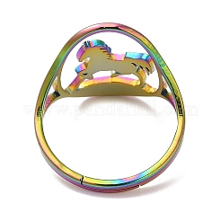 Ion Plating(IP) 304 Stainless Steel Horse Adjustable Ring for Women&nbsp;RJEW-M149-21RC