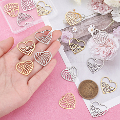 16Pcs 4 Style Ion Plating(IP) 201 Stainless Steel Pendants&nbsp;STAS-DC0001-06