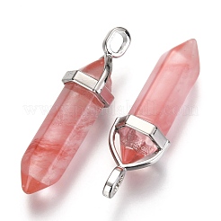Cherry Quartz Glass Pointed Pendants&nbsp;G-F295-03E