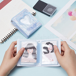 2 Books 2 Colors 3 Inch PVC Mini Love Heart Hollow Photocard Holder Book&nbsp;AJEW-CP0005-36