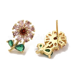 Rack Plating Real 18K Gold Plated Brass Flower of Life Stud Earrings&nbsp;EJEW-B034-09G