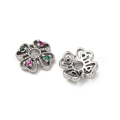 Brass Cubic Zirconia Bead Caps&nbsp;ZIRC-L105-03A-P