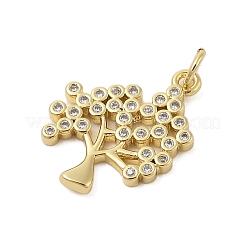 Tree of Life Rack Plating Brass Micro Pave Cubic Zirconia Pendants&nbsp;KK-Z074-40G