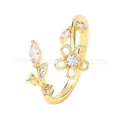 Brass Micro Pave Cubic Zirconia Cuff Open Rings&nbsp;RJEW-F204-03G