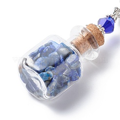 7 Chakra Tumbled Gemstone Chips Filling Wishing Bottle Pendant Decorations&nbsp;HJEW-JM00779