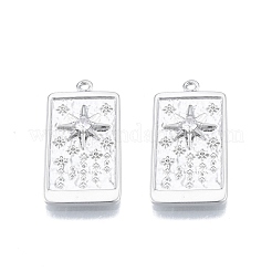 Brass Micro Pave Clear Cubic Zirconia Pendants&nbsp;KK-G432-18P