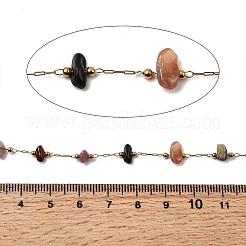 Handmade 304 Stainless Steel Chains with Gemstone Chip Beads&nbsp;CHS-K020-16G